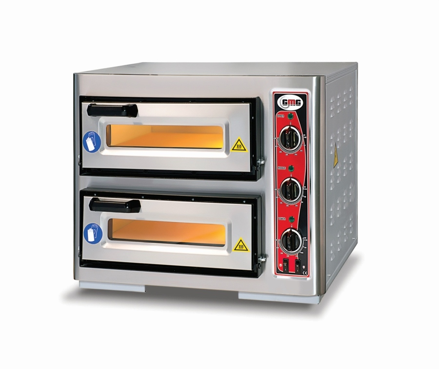 Pizzaofen elektrisch | 1+1x Ø39cm | 5.25 kW | 400V Edelstahl 2 Backkammern Pizzaofen elektrisch | 1+1x Ø39cm | 5.25 kW | 400V Edelstahl 2 Backkammern